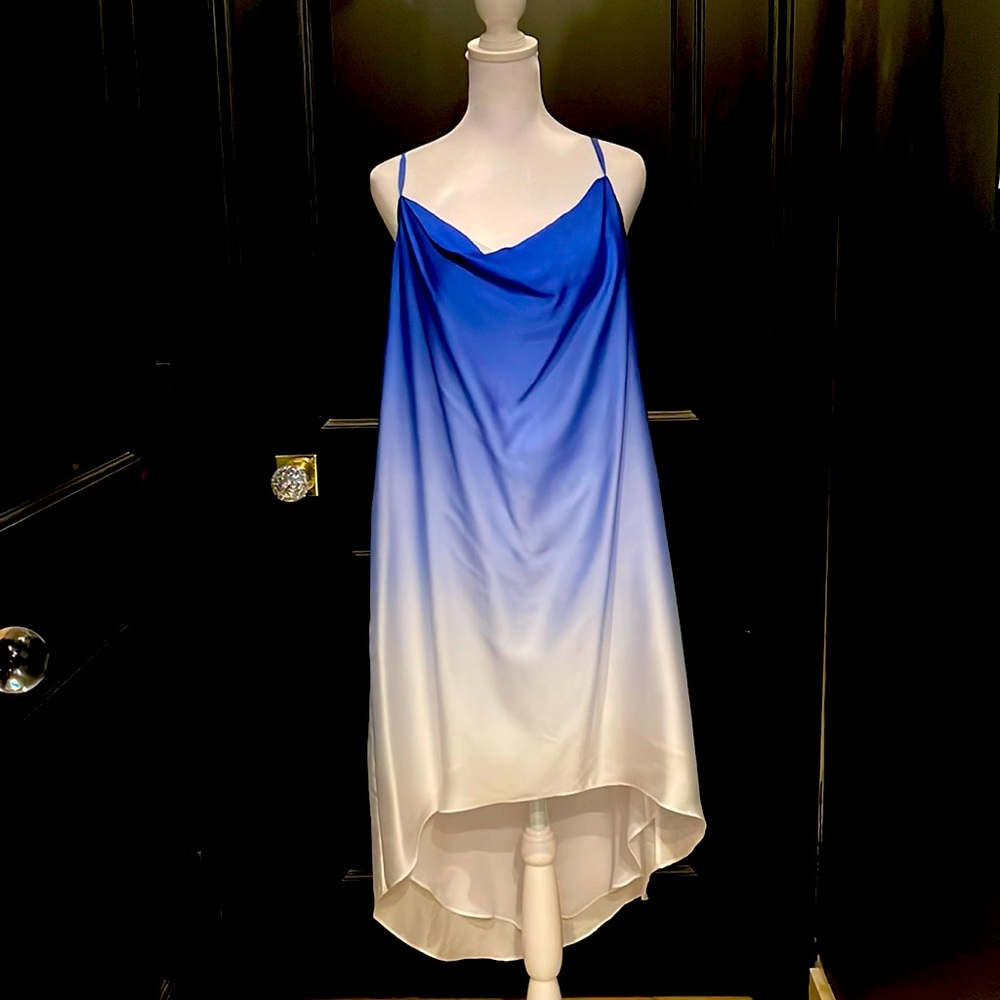 Gorgeous sky blue and white Ombré high low Dress